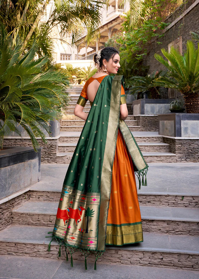 Orange Weaved Lehenga Choli