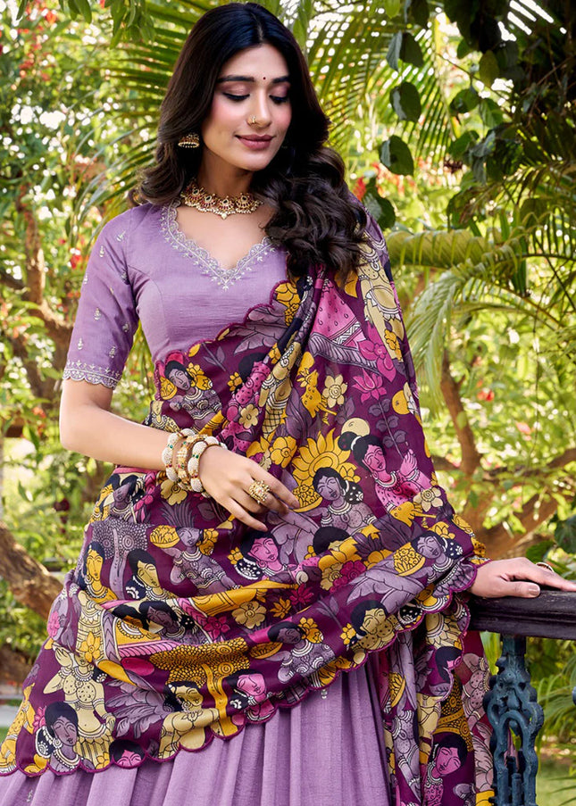Lavender Embroidered Lehenga Choli