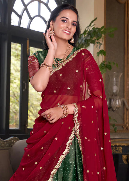 Green Embroidered Lehenga Choli
