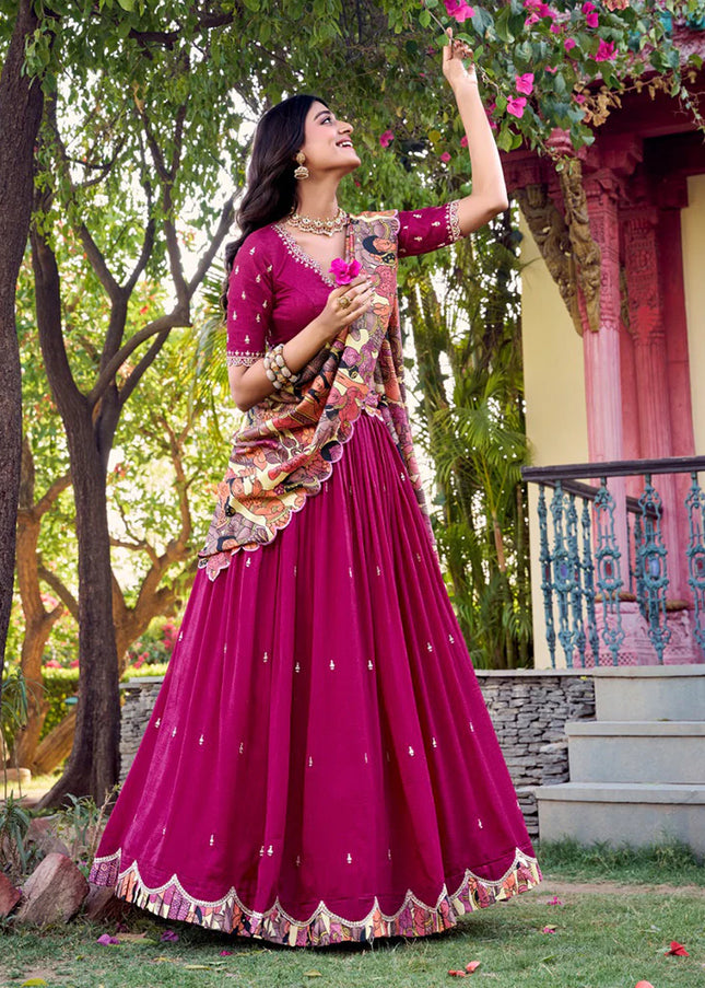Pink Embroidered Lehenga Choli