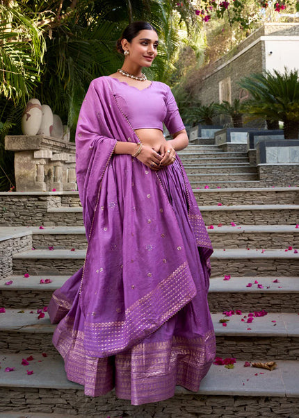 Lavender Embroidered Lehenga Choli
