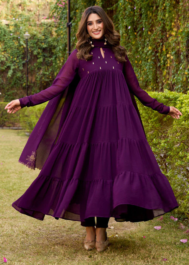 Marble Embroidered Anarkali Suit