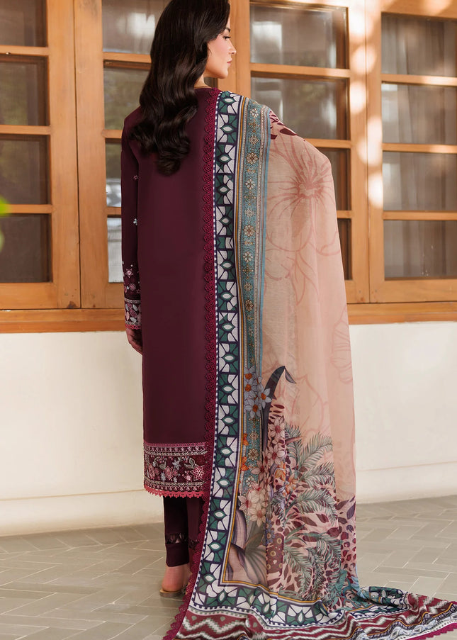 Farasha | Summer Weaves Embroidered Lawn'25 - Burgandy Rush
