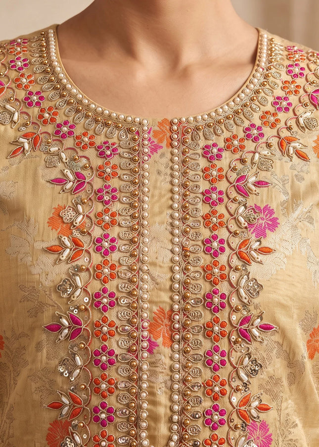 Cotton Silk Embroidered Pant Style Suit Series