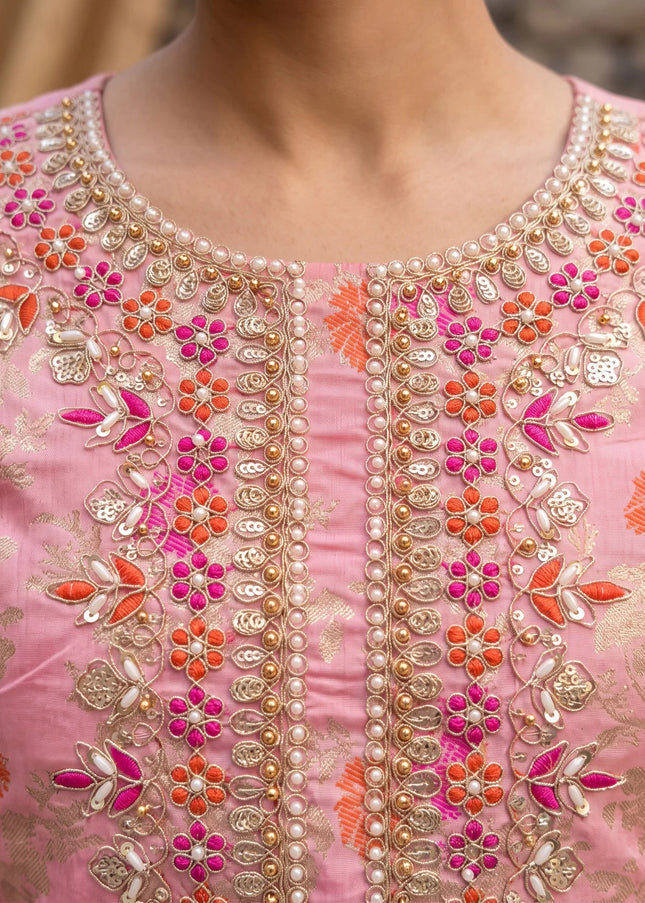 Cotton Silk Embroidered Pant Style Suit Series