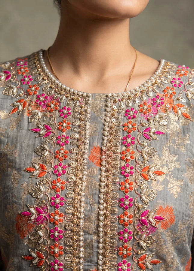 Cotton Silk Embroidered Pant Style Suit Series
