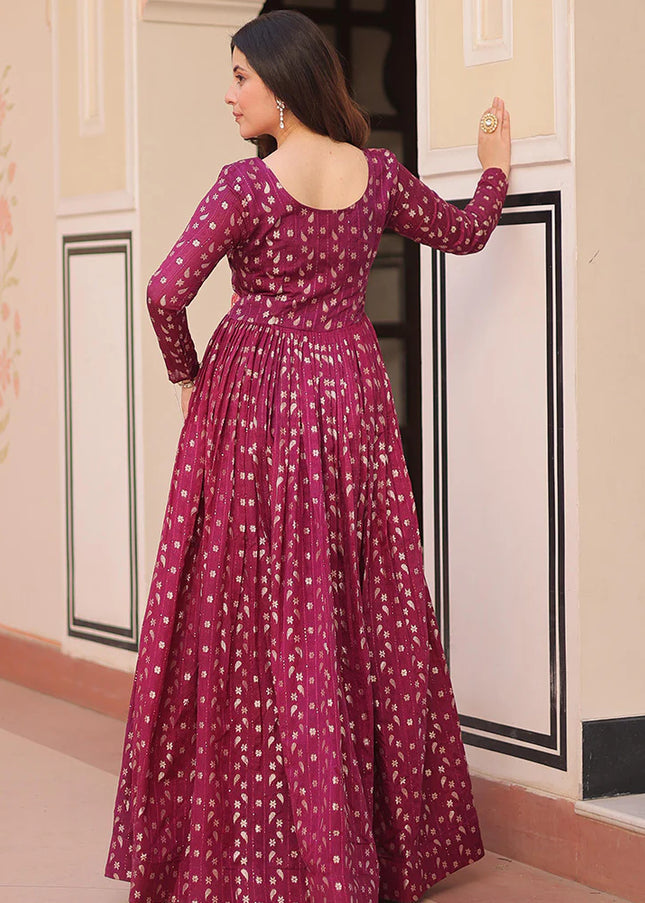 Maroon Embroidered Anarkali Gown