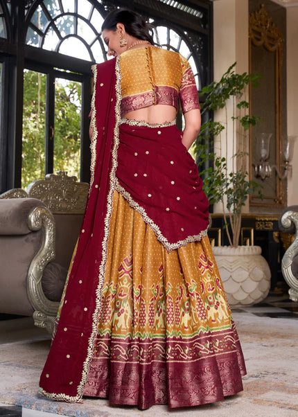 Mustard Yellow Embroidered Lehenga Choli