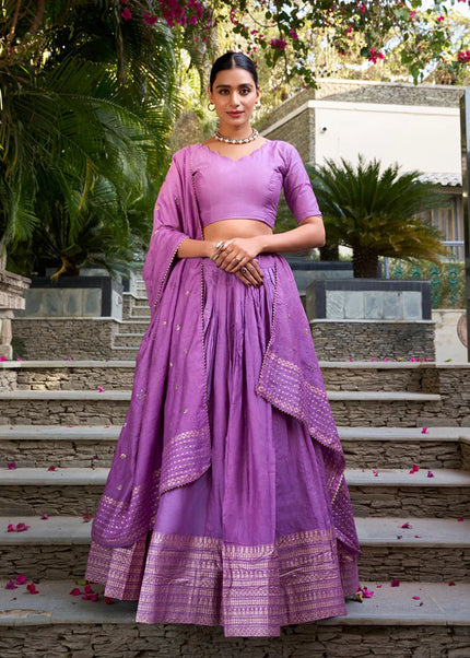 Lavender Embroidered Lehenga Choli