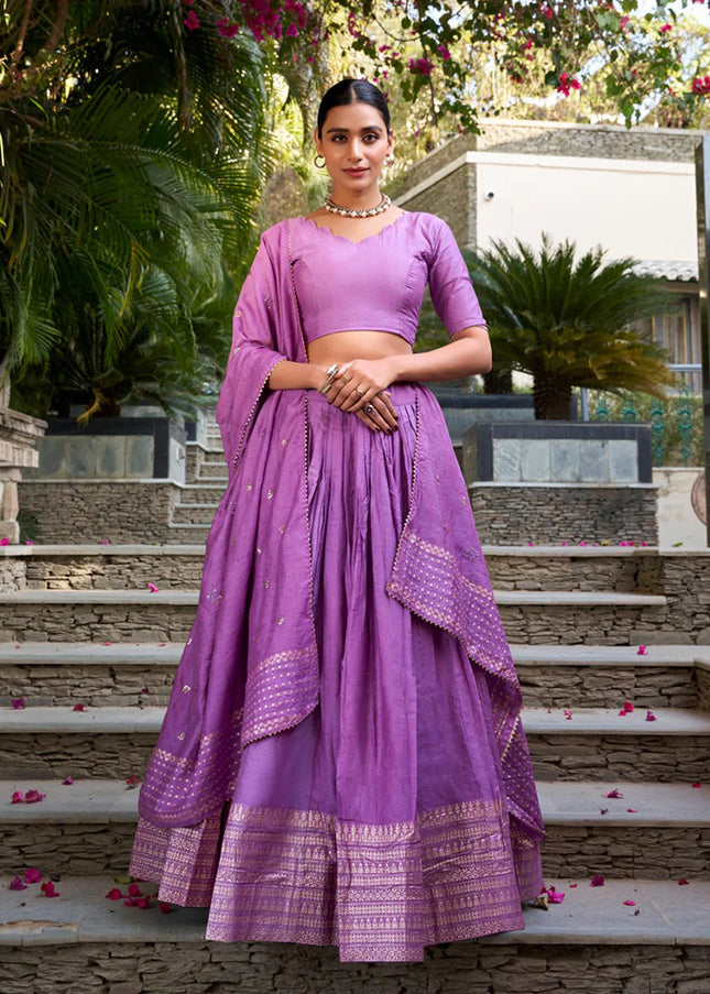 Lavender Embroidered Lehenga Choli