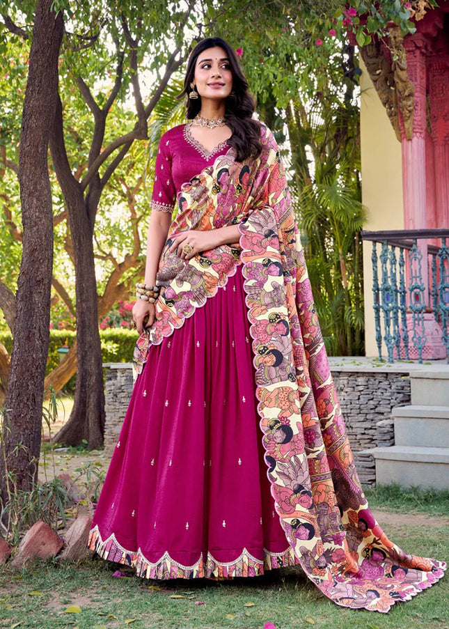 Pink Embroidered Lehenga Choli