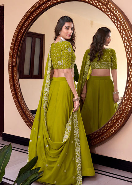 Green Embroidered Lehenga Choli