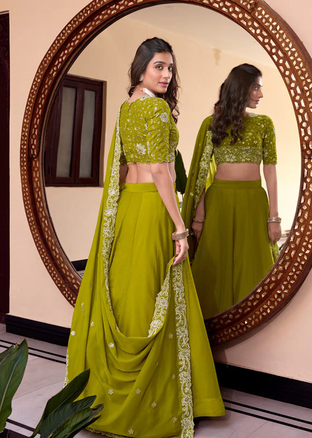 Green Embroidered Lehenga Choli
