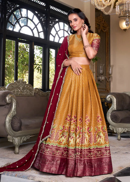 Mustard Yellow Embroidered Lehenga Choli