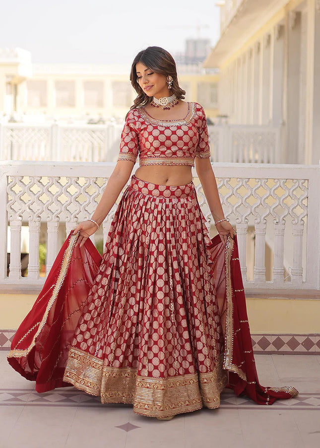 Red Embroidered Lehenga Choli