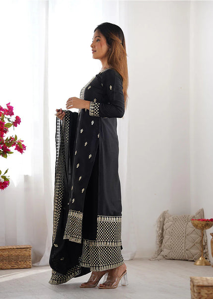 Black Embroidered Pant Style Suit