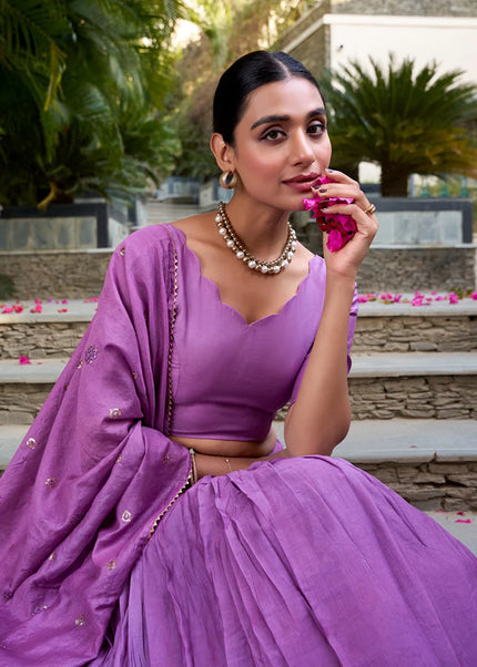 Lavender Embroidered Lehenga Choli