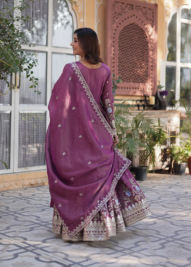 Lavender Embroidered Anarkali Gown