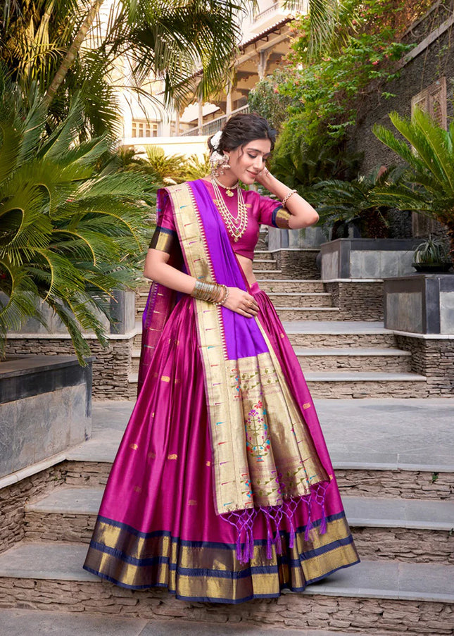 Pink Weaved Lehenga Choli