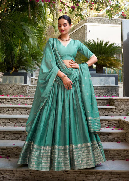 Sea Green Embroidered Lehenga Choli
