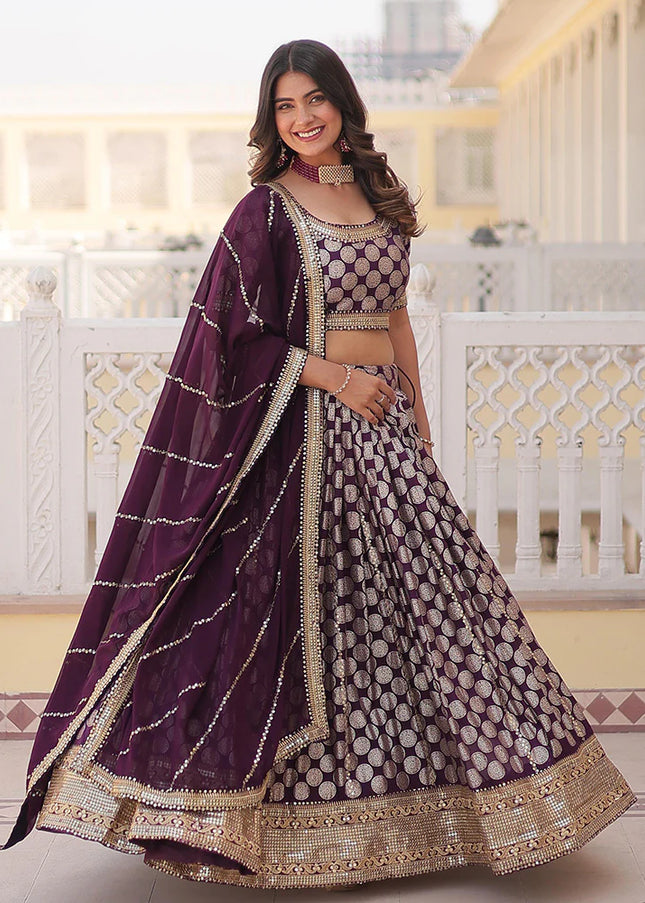 Purple Embroidered Lehenga Choli