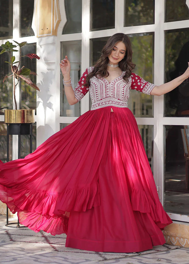 Pink Embroidered Lehenga Anarkali