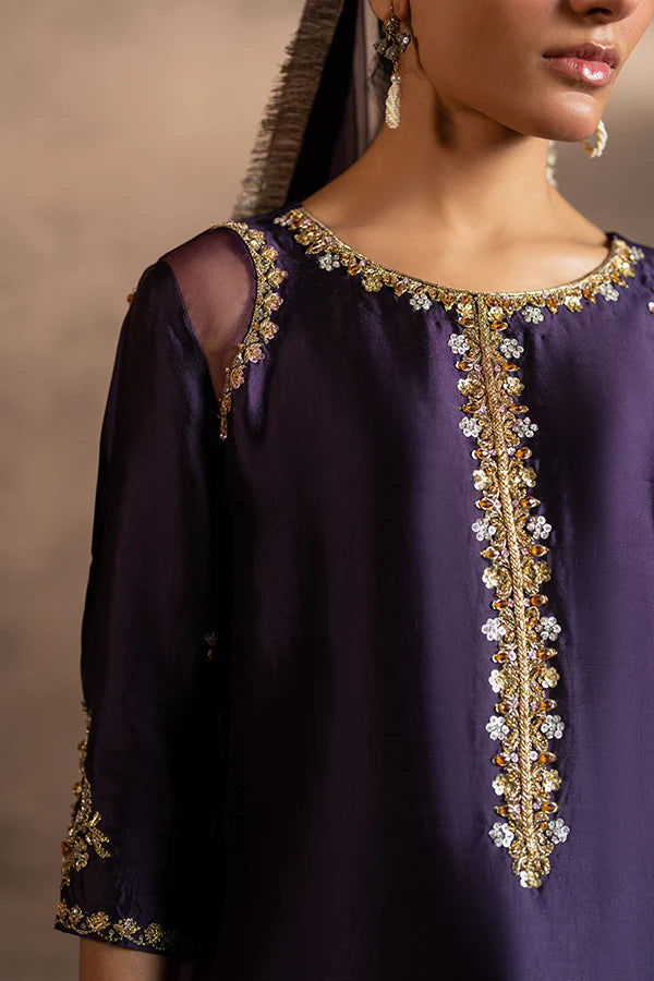 Farrukhzia | Fareesha - Deep Plum Zardosi