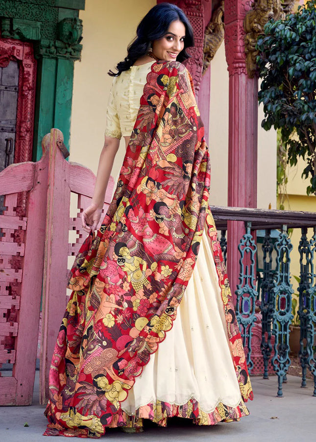 Offwhite Embroidered Lehenga Choli