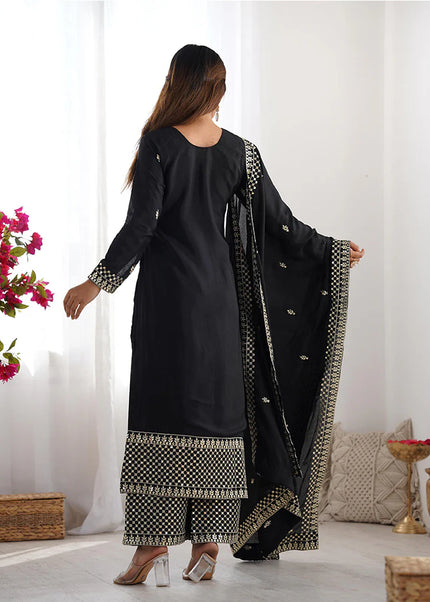 Black Embroidered Pant Style Suit