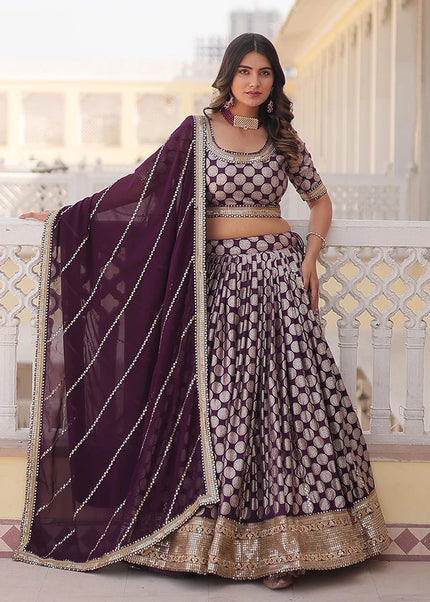 Purple Embroidered Lehenga Choli