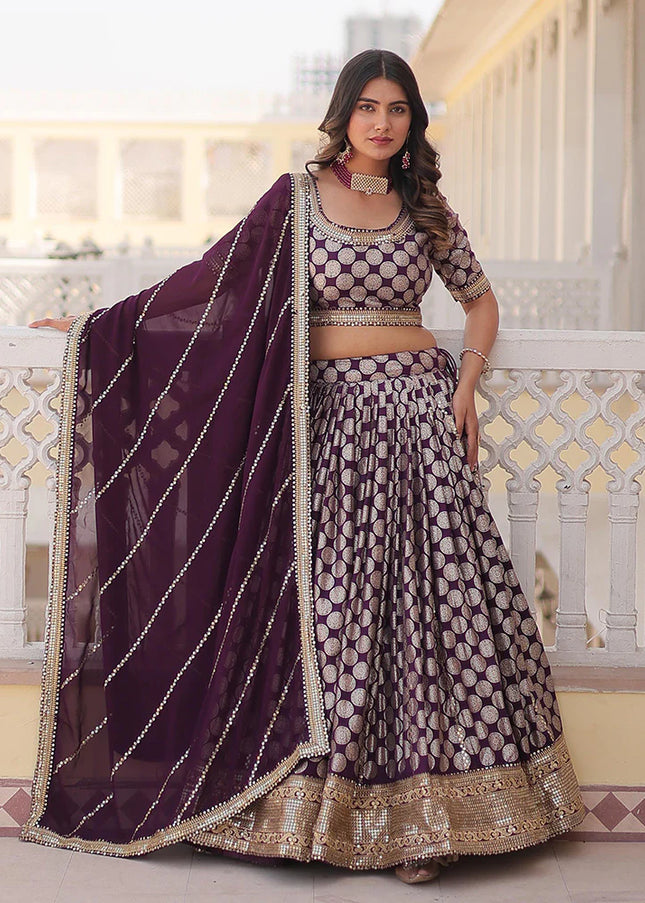 Purple Embroidered Lehenga Choli