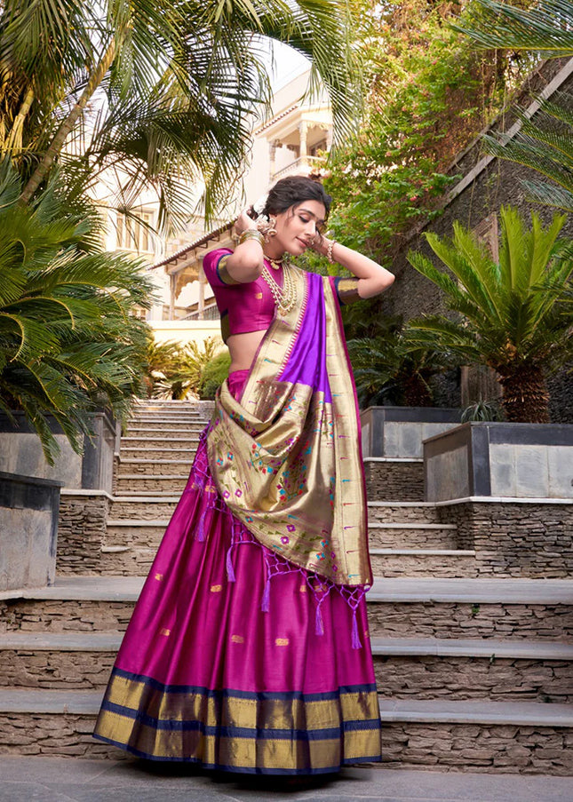 Pink Weaved Lehenga Choli