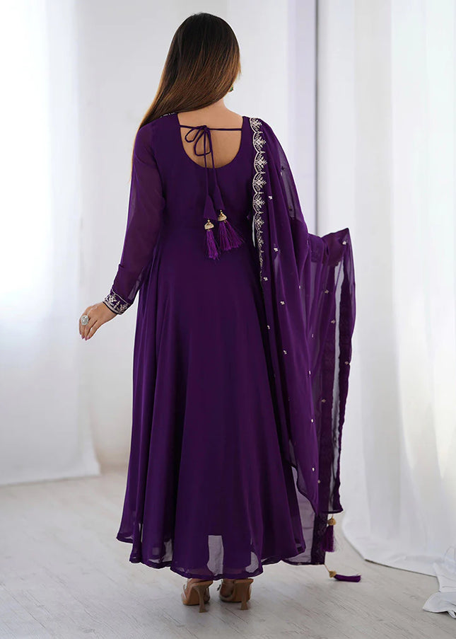 Purple Embroidered Anarkali