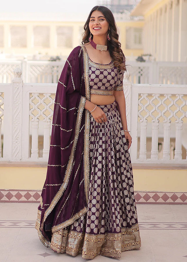 Purple Embroidered Lehenga Choli