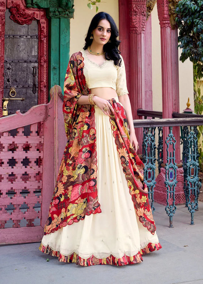 Offwhite Embroidered Lehenga Choli