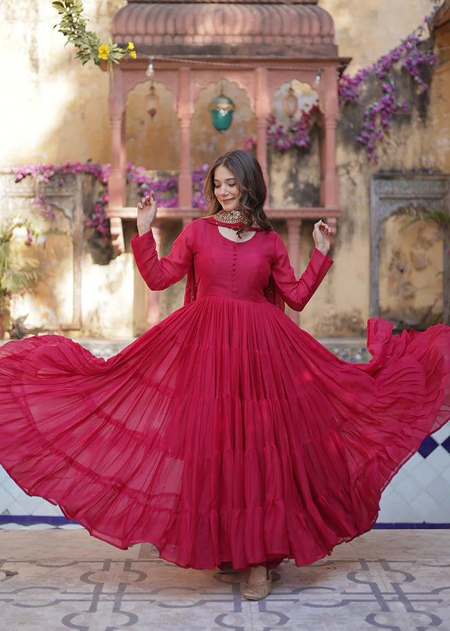 Pink Embroidered Anarkali Gown