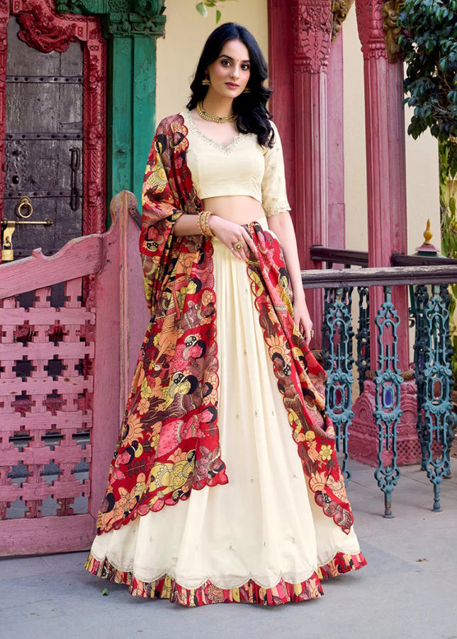 Offwhite Embroidered Lehenga Choli