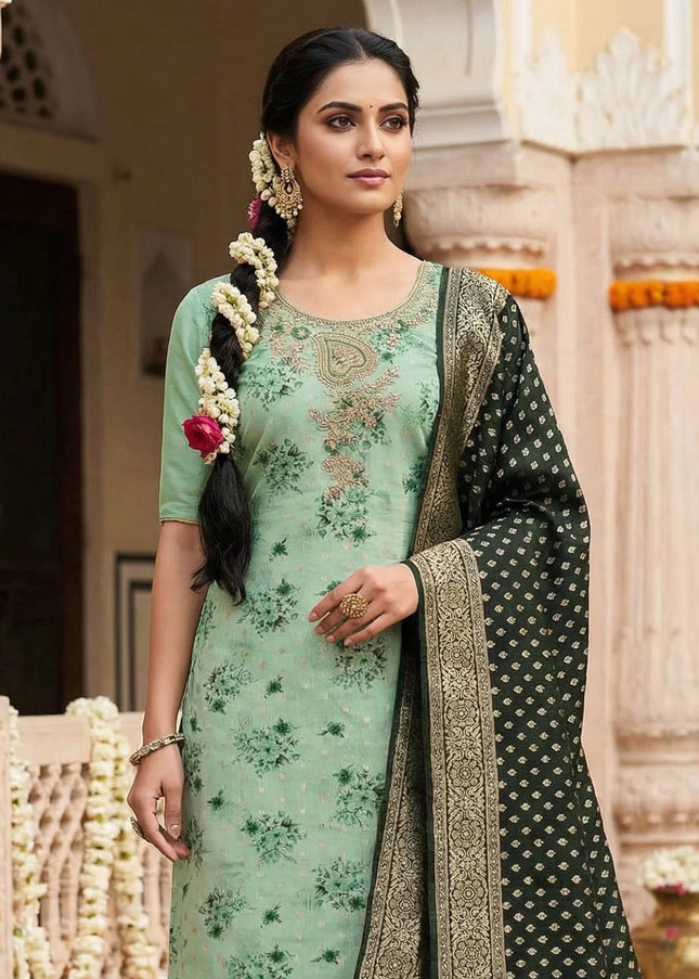 Cotton Silk Embroidered Pant Style Suit Series