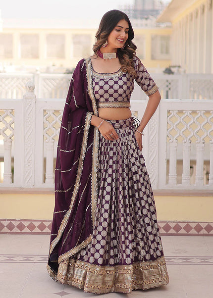 Purple Embroidered Lehenga Choli