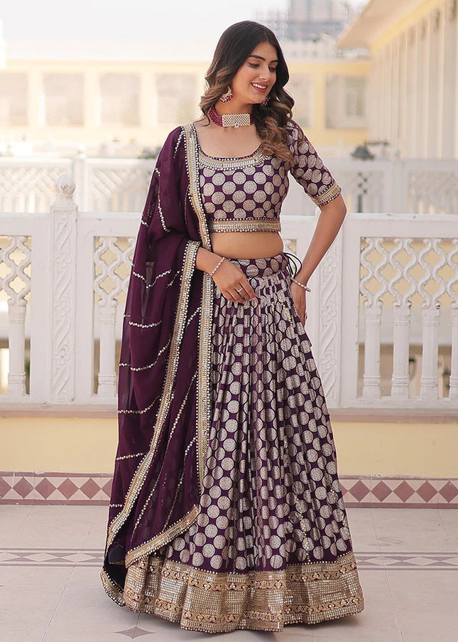 Purple Embroidered Lehenga Choli