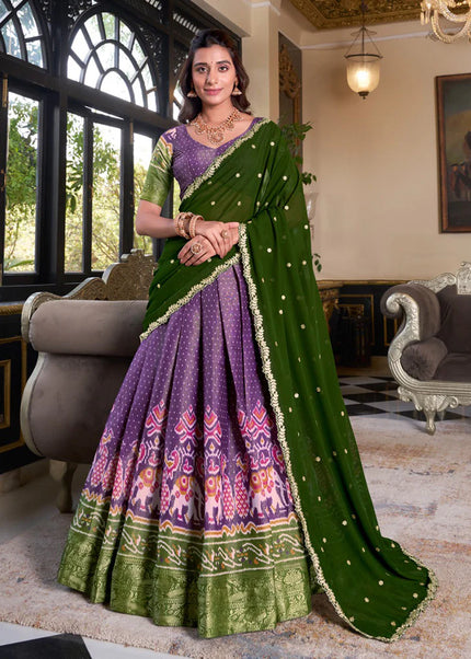 Purple Embroidered Lehenga Choli