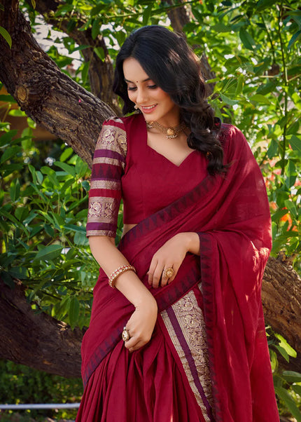 Red Weaved Lehenga Choli