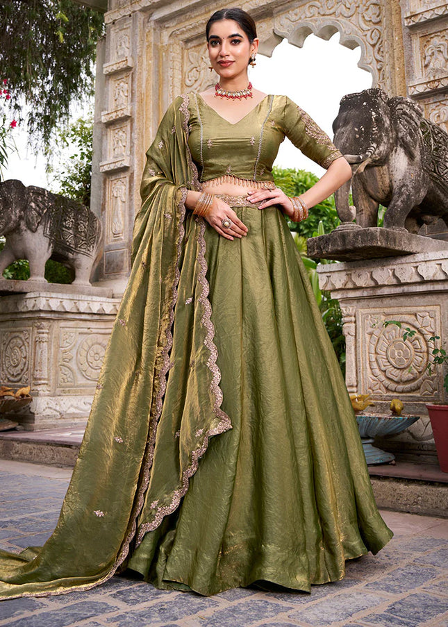 Green Embroidered Lehenga Choli