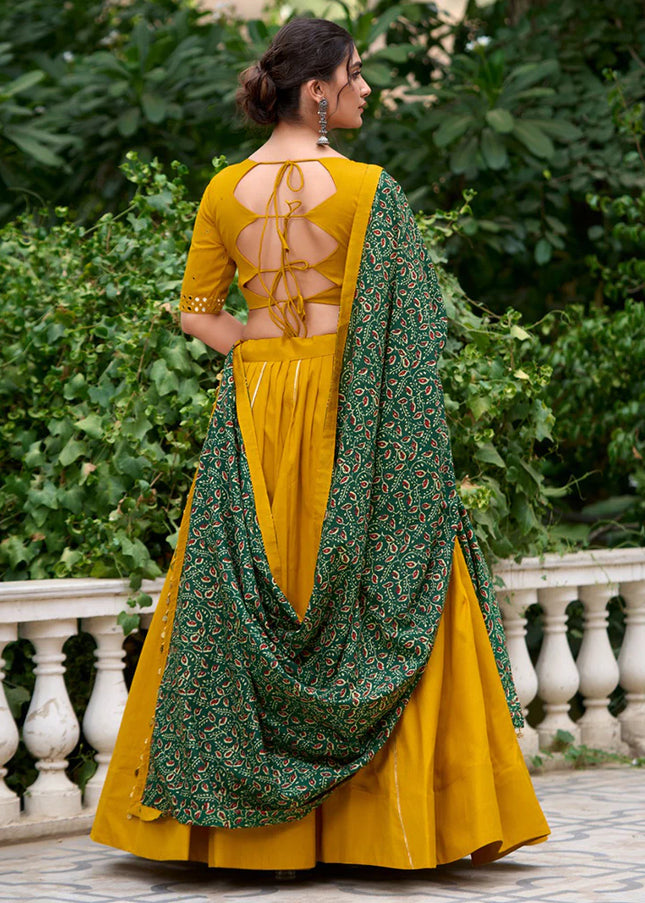 Mustard Yellow Embroidered Lehenga Choli