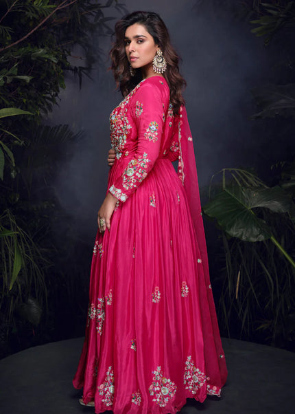Pink Embroidered Anarkali Gown