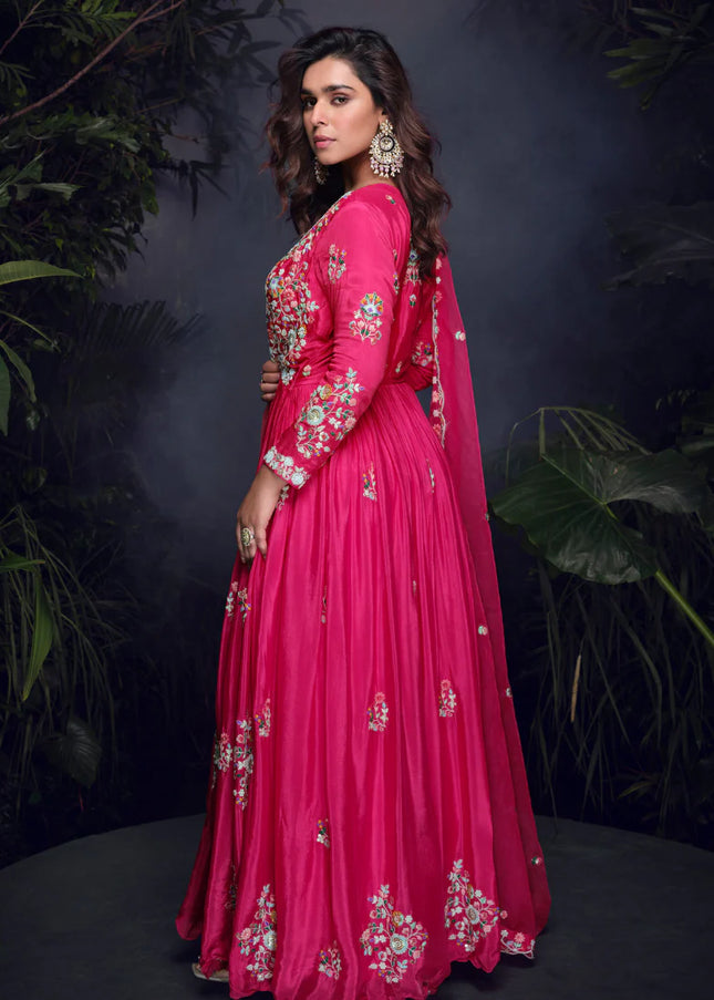 Pink Embroidered Anarkali Gown
