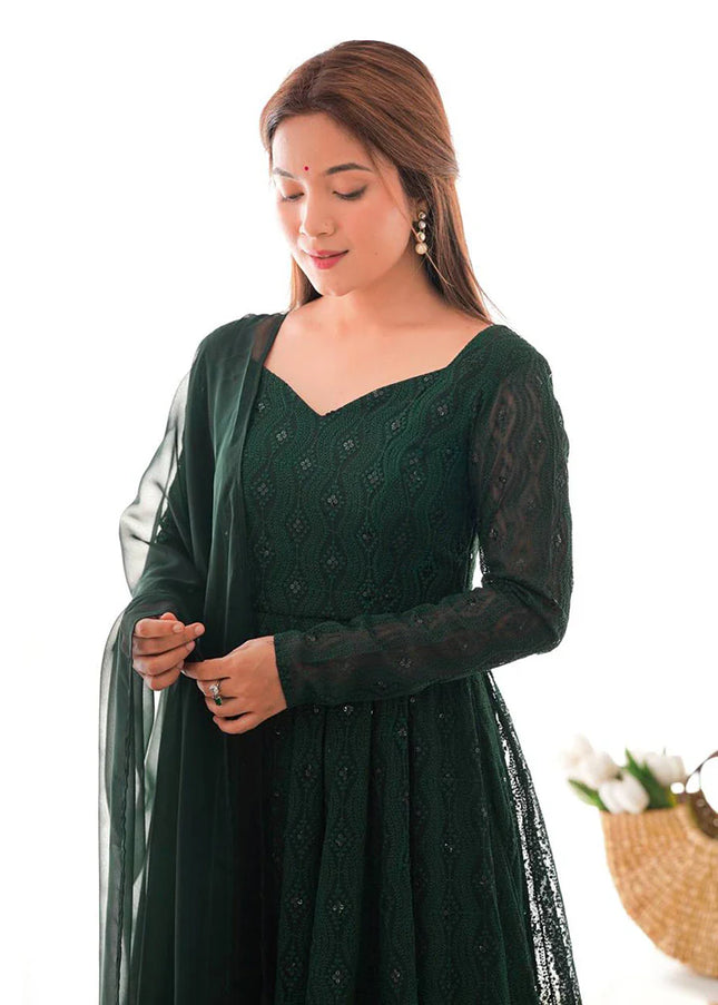Green Georgette Anarkali Suit