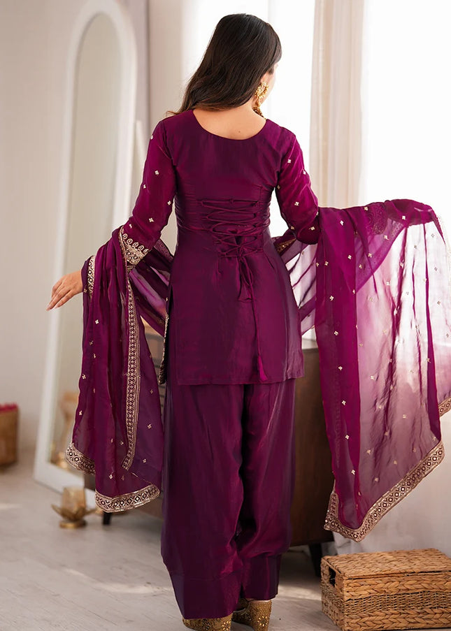 Purple Embroidered Salwar Suit