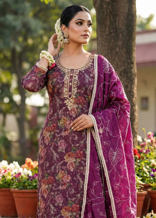 Organza Printed and Embroidered Pant Style Suit Series