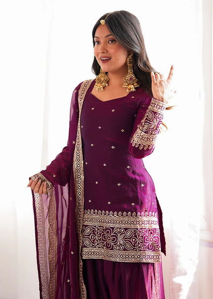 Purple Embroidered Salwar Suit